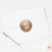 ALL INITIALS Gold Script Monogram Blush Pink ラウンドシール (封筒)