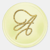ALL INITIALS Gold Script Monogram Butter ラウンドシール (正面)