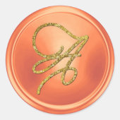 ALL INITIALS Gold Script Monogram Copper ラウンドシール (正面)