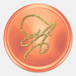 ALL INITIALS Gold Script Monogram Copper ラウンドシール