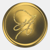 ALL INITIALS Gold Script Monogram Gold ラウンドシール (正面)