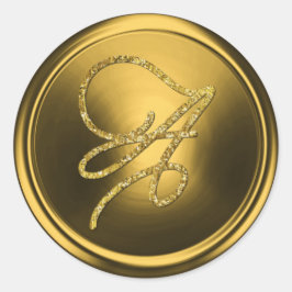 ALL INITIALS Gold Script Monogram Gold ラウンドシール