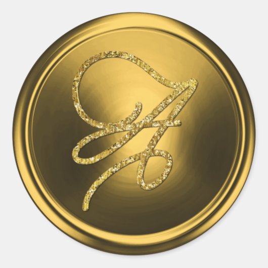 ALL INITIALS Gold Script Monogram Gold ラウンドシール (正面)