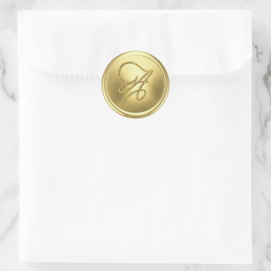 ALL INITIALS Gold Script Monogram Soft Gold ラウンドシール (バッグ)