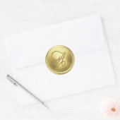 ALL INITIALS Gold Script Monogram Soft Gold ラウンドシール (封筒)