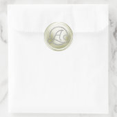 ALL INITIALS Silver Circle Monogram Cream ラウンドシール (バッグ)
