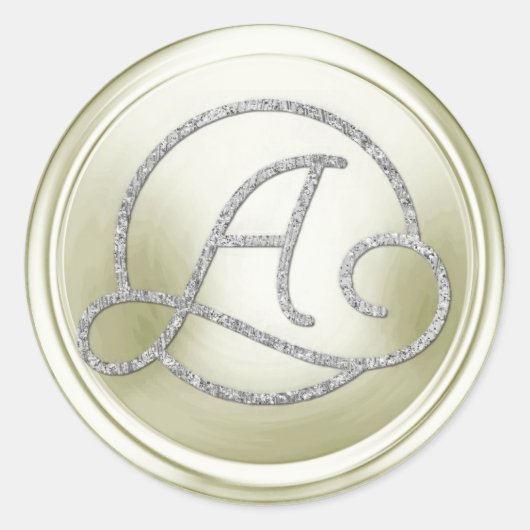 ALL INITIALS Silver Circle Monogram Cream ラウンドシール (正面)