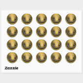 ALL INITIALS Silver Circle Monogram Old Gold ラウンドシール (シート)