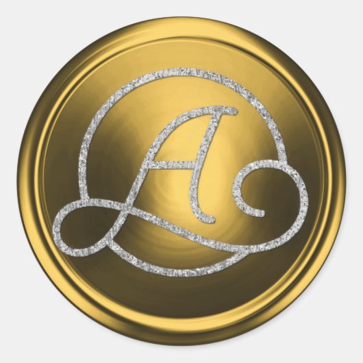 ALL INITIALS Silver Circle Monogram Old Gold ラウンドシール (正面)