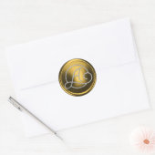 ALL INITIALS Silver Circle Monogram Old Gold ラウンドシール (封筒)
