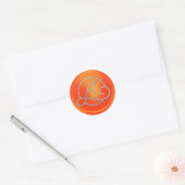 ALL INITIALS Silver Circle  Monogram Orange ラウンドシール (封筒)