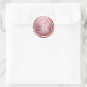 ALL INITIALS Silver Circle Monogram Pink ラウンドシール (バッグ)