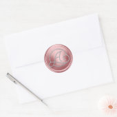 ALL INITIALS Silver Circle Monogram Pink ラウンドシール (封筒)