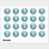 ALL INITIALS Silver Circle Monogram Soft Blue ラウンドシール (シート)