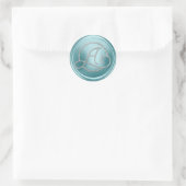 ALL INITIALS Silver Circle Monogram Soft Blue ラウンドシール (バッグ)