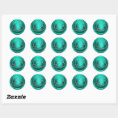 ALL INITIALS Silver Circle Monogram Turquoise ラウンドシール (シート)