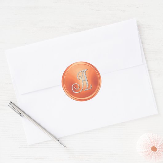 ALL INITIALS Silver Monogram 3 Copper ラウンドシール (封筒)