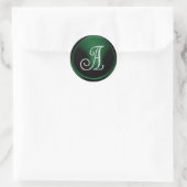 ALL INITIALS Silver Monogram 3 Emerald Green ラウンドシール (バッグ)