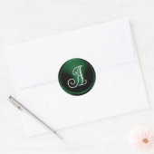 ALL INITIALS Silver Monogram 3 Emerald Green ラウンドシール (封筒)