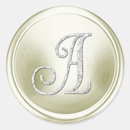 ALL INITIALS Silver Monogram 3 Off White ラウンドシール (正面)
