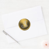 ALL INITIALS Silver Monogram 3 Old Gold ラウンドシール (封筒)