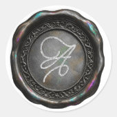 ALL INITIALS Silver Monogram Iridescent Silver ラウンドシール (正面)