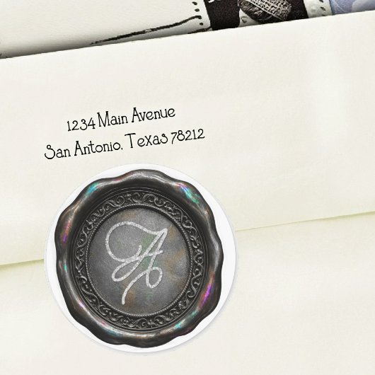 ALL INITIALS Silver Monogram Iridescent Silver ラウンドシール