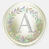 ALL INITIALS Silver Monogram Off White Wreath ラウンドシール (正面)