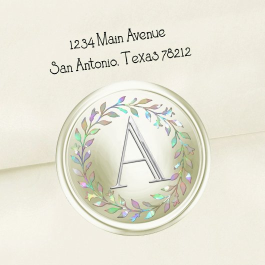 ALL INITIALS Silver Monogram Off White Wreath ラウンドシール