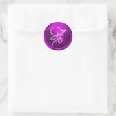 ALL INITIALS Silver Script Monogram Fuchsia  ラウンドシール (バッグ)