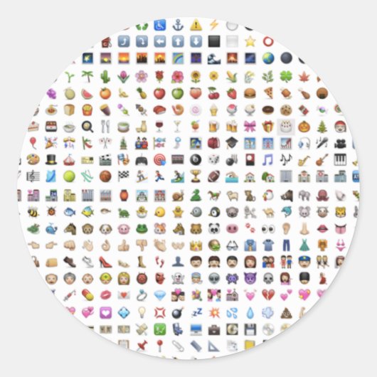 All iPhone / iOS emojis ラウンドシール (正面)