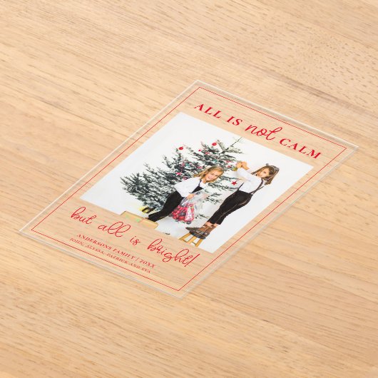 All is Brightおもしろいクリスマスキッズフォト アクリル招待状 (レイダウン)