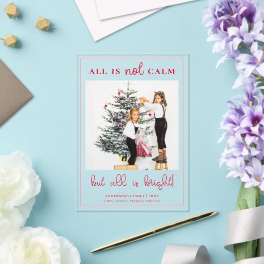 All is Brightおもしろいクリスマスキッズフォト アクリル招待状 (インサイチュ (ウェディング))