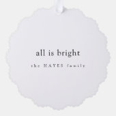 All is Bright モダン Christmas ミニマル Kids Photo オーナメントカード (裏面)