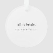 All is Bright モダン Christmas ミニマル Kids Photo オーナメント (裏面)