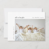 All is Bright モダン Christmas ミニマル Kids Photo シーズンカード (正面)