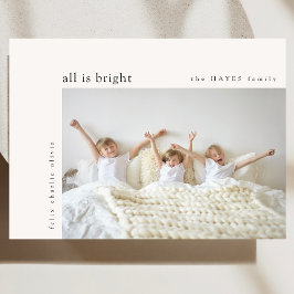 All is Bright モダン Christmas ミニマル Kids Photo シーズンカード