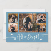 All Is Bright Denim Blue Multi Photo Holiday Card シーズンカード (正面)