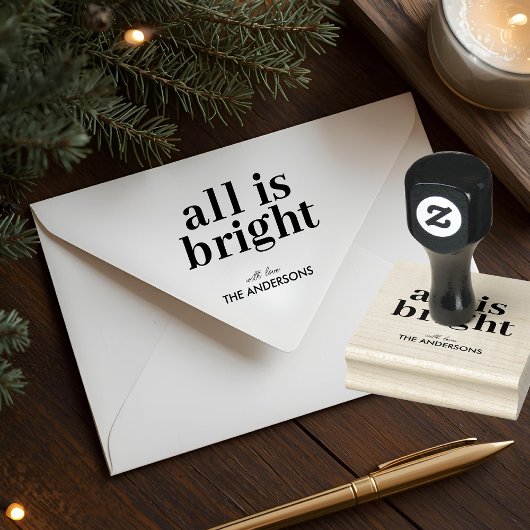 All Is Bright Personalized Christmas ラバースタンプ