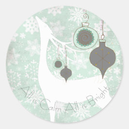 All is Calm All is Bright Deer Round Sticker ラウンドシール