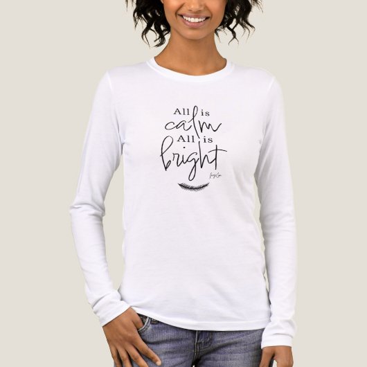 All is Calm All is Bright Holiday Christmas トライブレンドＴシャツ (正面)