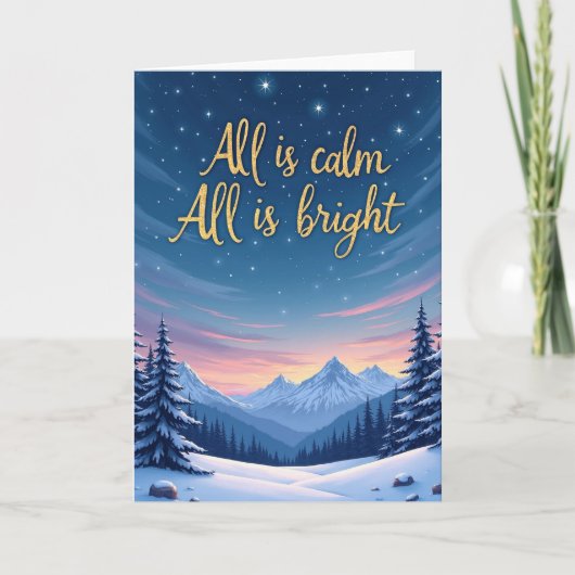 All is Calm All is Bright Winter Night Sky Card カード (正面)