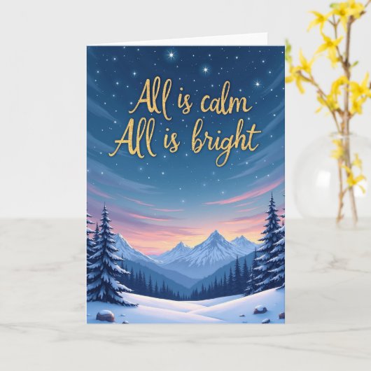 All is Calm All is Bright Winter Night Sky Card カード (黄色い花)