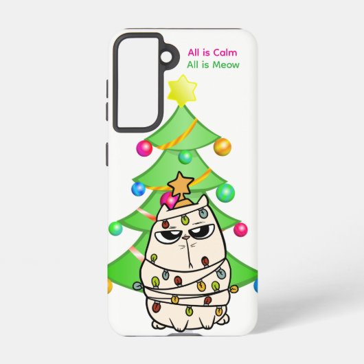 All Is Calm All Is Meow Cat Samsung Galaxy Case Galaxyケース (裏面)
