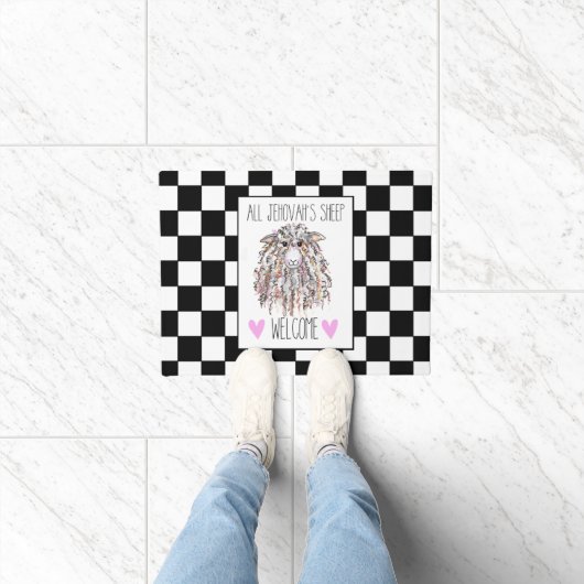 "All Jehovah's Sheep Welcome" Doormat ドアマット (室内)