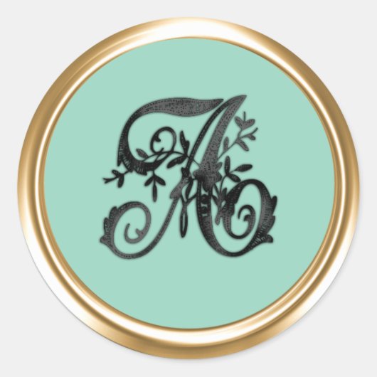 All Letter Black Any Color Background Monogram  ラウンドシール (正面)