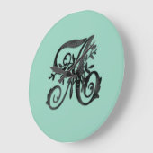 All Letter Black Any Color Background Monogram  ラージ壁時計 (傾斜)