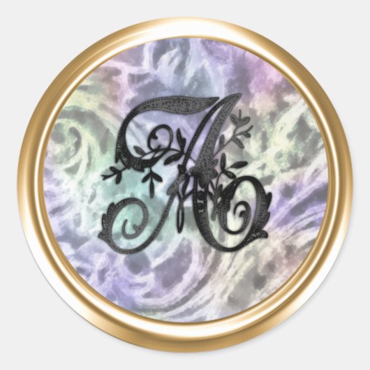 All Letters Black Purple Background Monogram  ラウンドシール (正面)