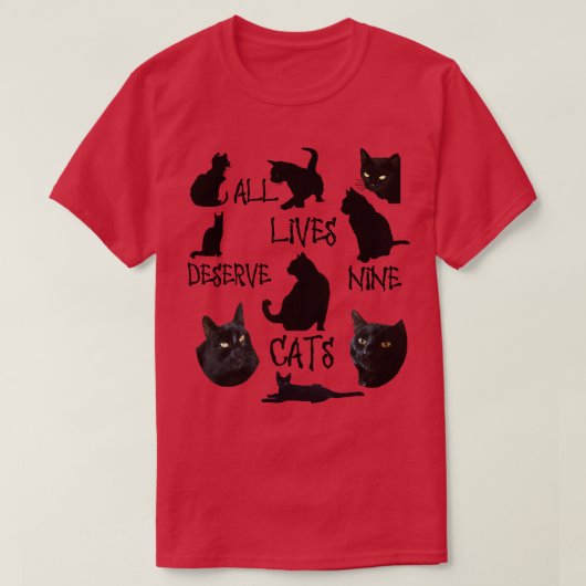 All Lives Naves 9猫おもしろい猫好き引用文 Tシャツ (デザイン正面)