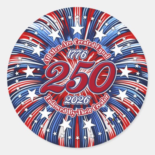 All Men Are Created Equal Graphic Fireworks Pop ラウンドシール (正面)